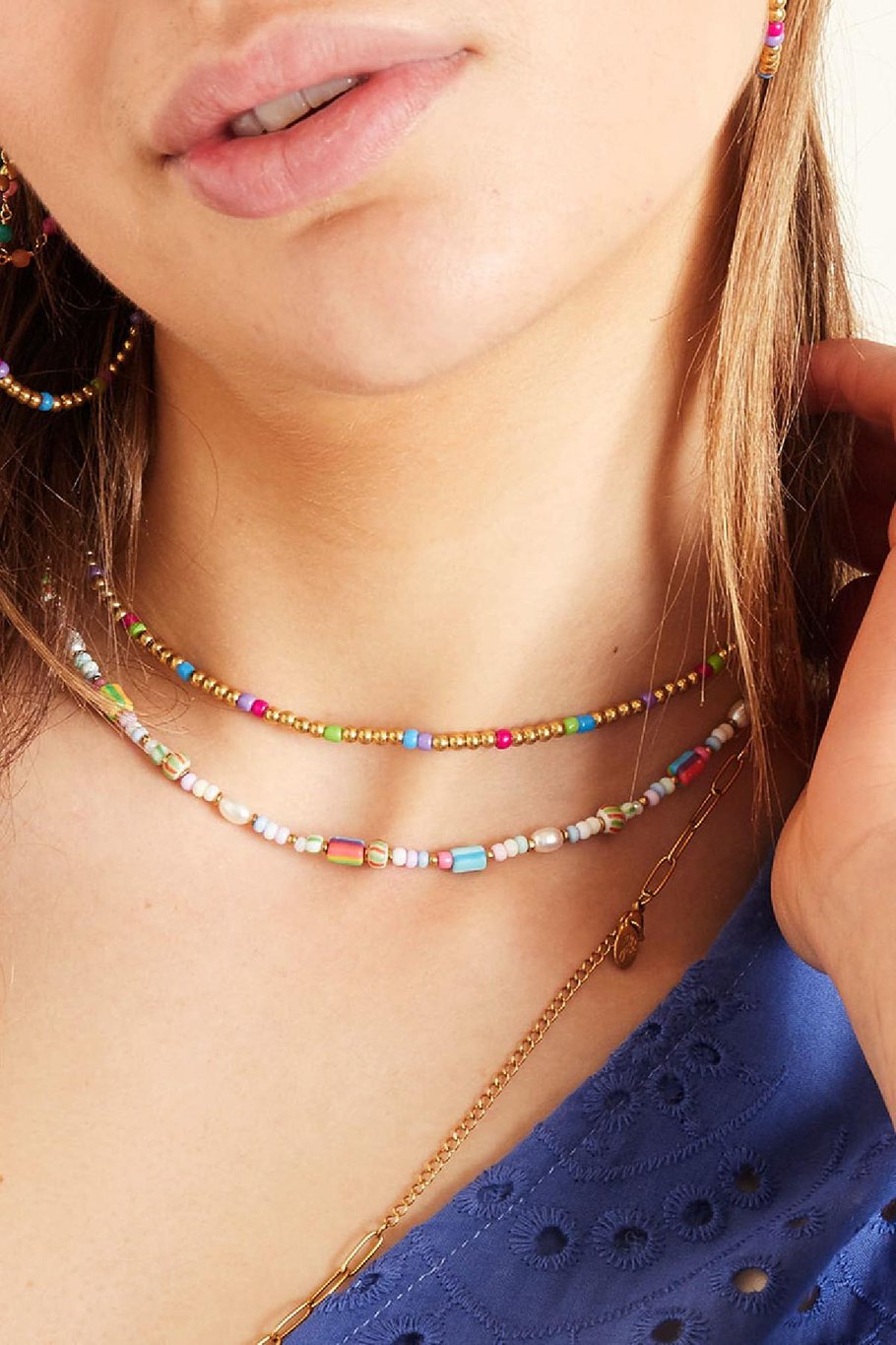 Colourful beads necklace - #summergirls collection Gold Color Stainless Steel Picture3
